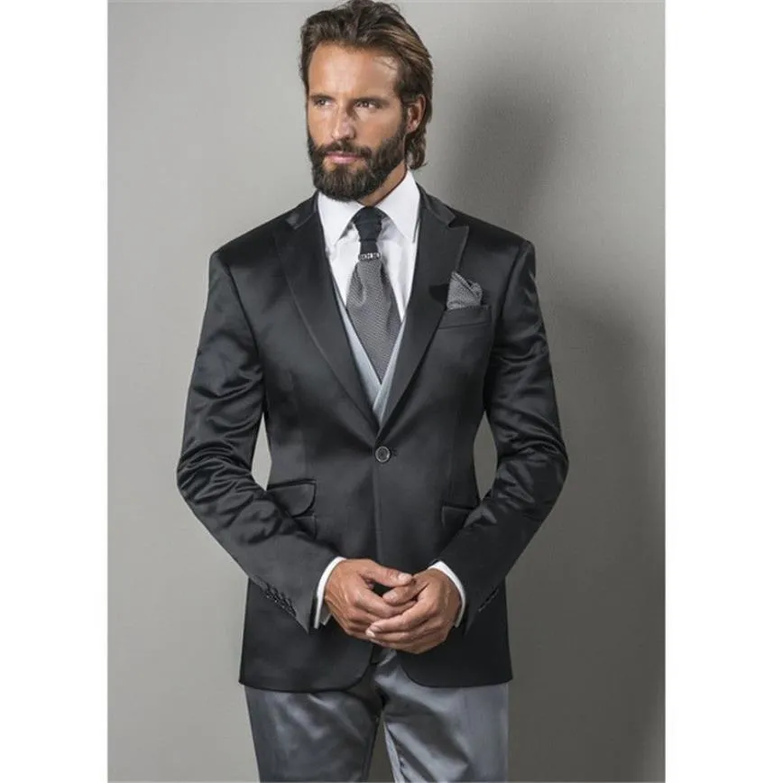 Beaux garçons d'honneur cran revers marié Tuxedos hommes robe de mariée homme veste Blazer bal dîner 3 pièces costume veste pantalon cravate gilet 263F