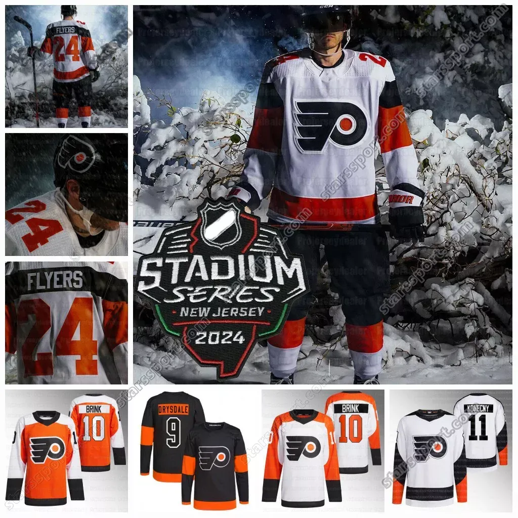 10 Bobby Brink 2024 Stadium Series Flyers Jersey Philadelphia Jamie Drysdale Travis Konecny Travis Sanheim Hathaway Joel Farabee Couturier Owen