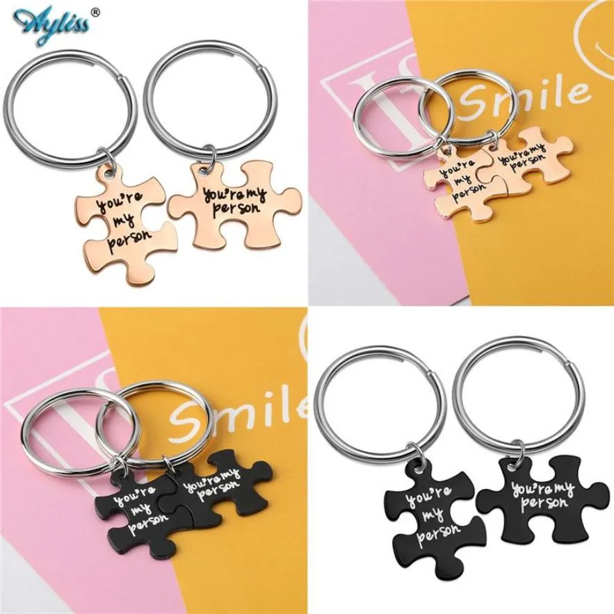 Ayliss Alloy Puzzle Keychains with yous you my person chain key chain chey key ring holder coumpoper lovers bbf friend keych222m