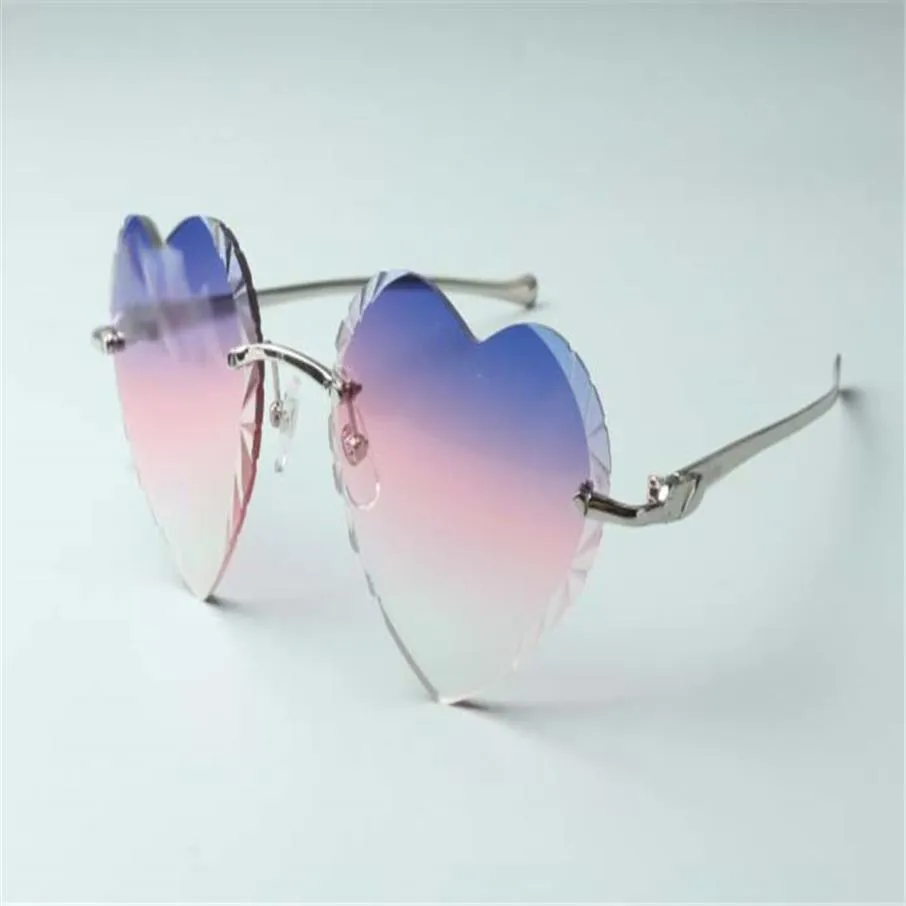 -vente directe de haute qualité nouvelles lunettes de soleil à verres coupants en forme de coeur 8300687 branches léopard en métal taille 58-18-140mm250K