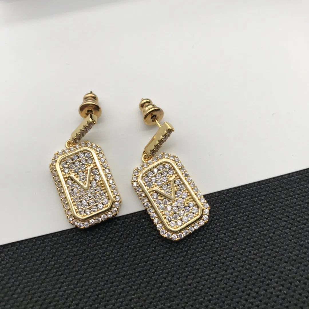 Brincos de diamante de designer de luxo estilo clássico high end jóias de alta qualidade festa de casamento presente de noiva