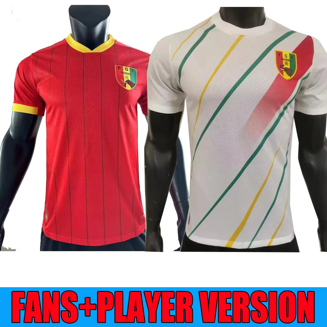 24 25 Maillots de football de joueur de l'équipe nationale de Nouvelle-Guinée Guins Camano Kante Traoré Accueil et Blanc Rouge Guinée 2024 2025 Uniforme de maillot de football