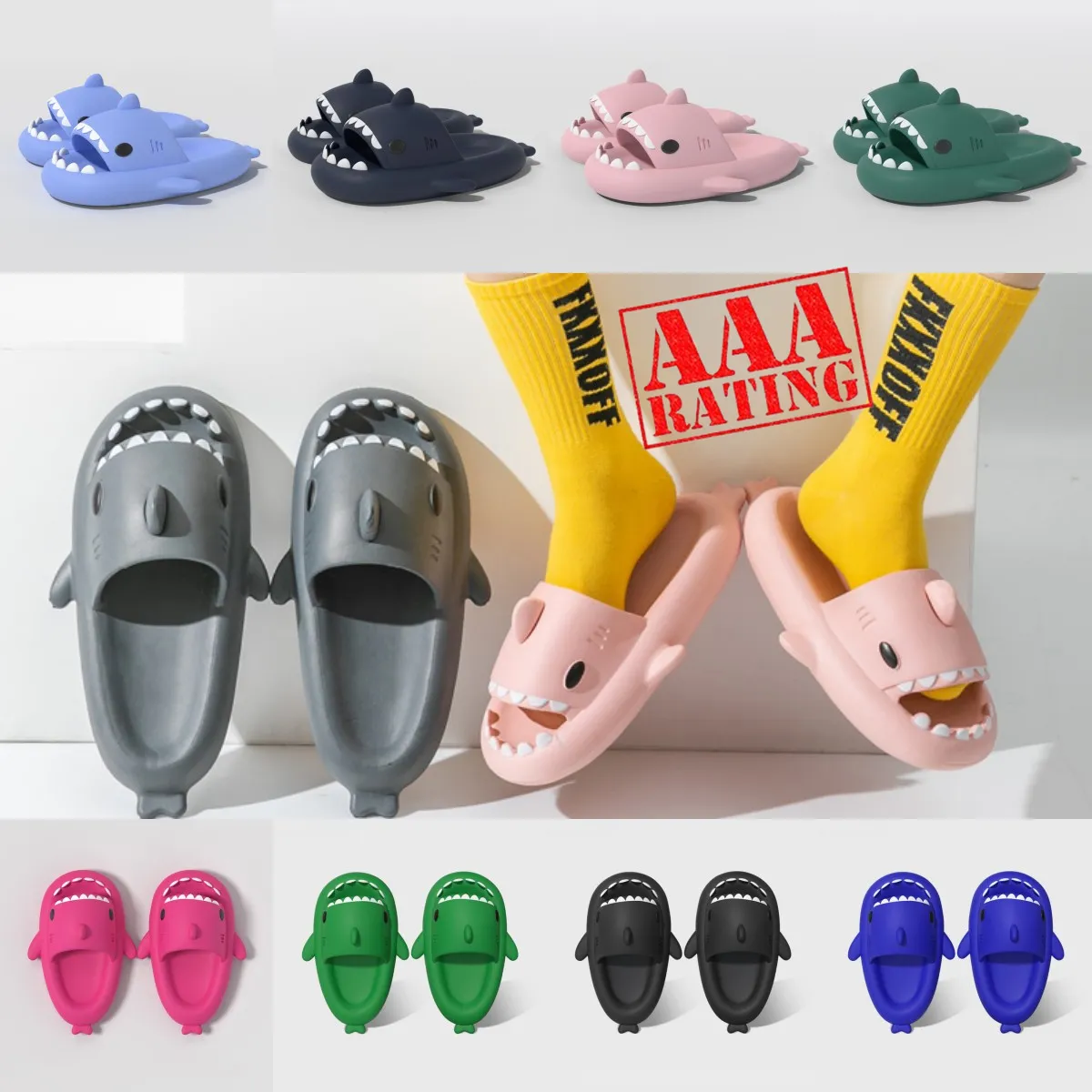 Дизайнерские сандалии пена скольжения по шампунь, ощущение тапочек для акулы для мужских женских светососоц
