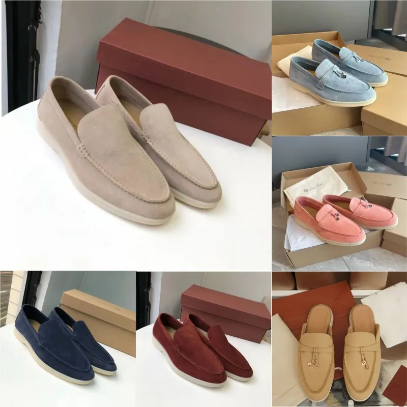 Med Box Men Woman Casual Shoes Loro Piano Shoes Loafers Flat Low Top Suede Cow Leather Moccasins Summer Walk Comfort Loafer Slip On Loafer Rubber Sole Flats Sneakers