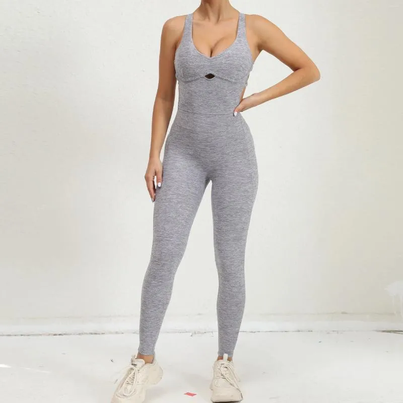 Active Sets Damen Jumpsuits Einteiliger Anzug Reißverschluss Langarm Yoga Set Gym Push Up Workout Kleidung Fitness Bodysuit Sportbekleidung Trainingsanzug