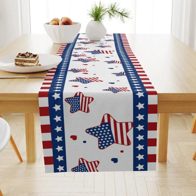 Table Cloth Independence Day Linen Printing Flag American Style Living Room Dining Decoration Holiday Tea