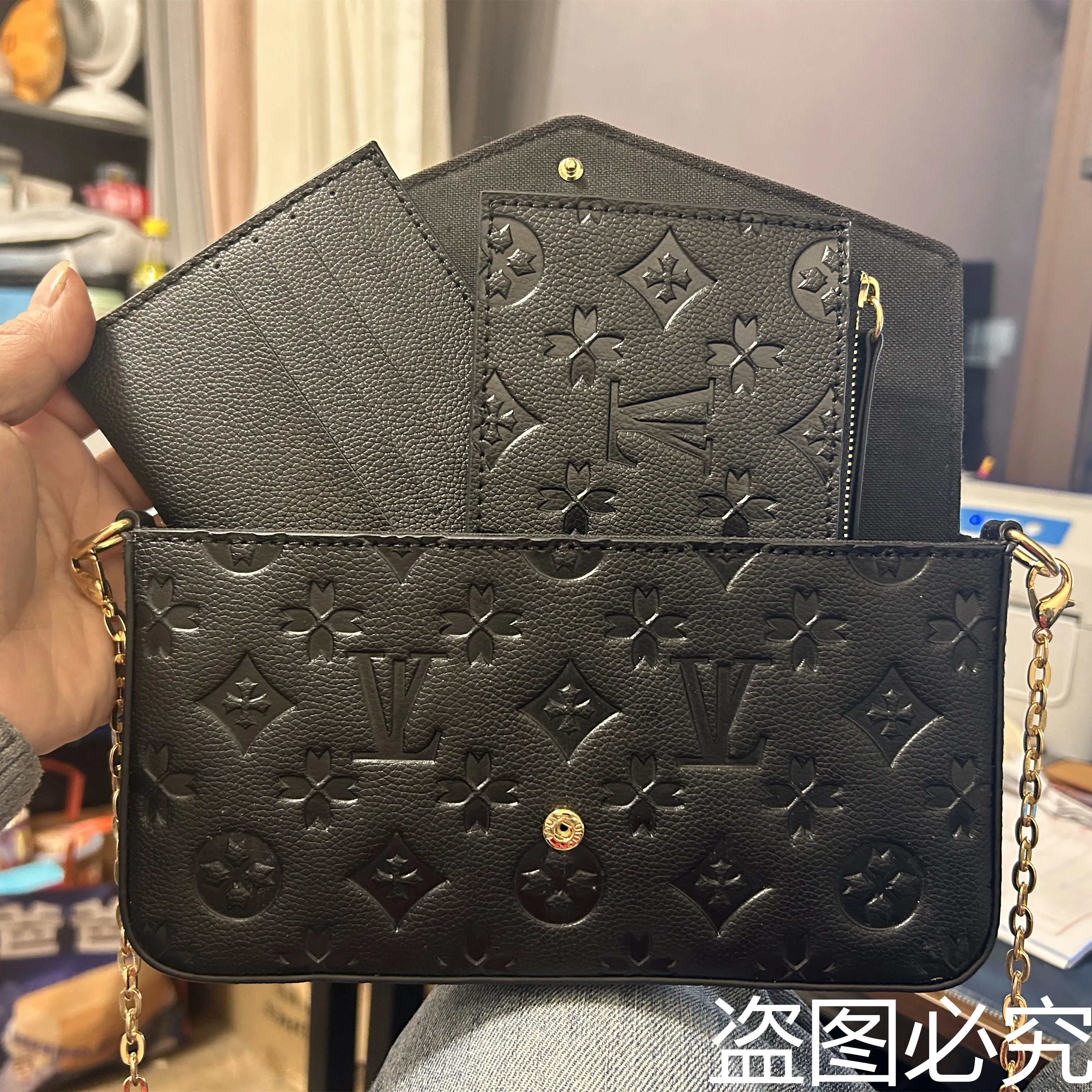 أعلى جودة صليب الجسم حقيبة مغلف حقيبة 3PIENCE Multi Felicie Pochette Chain الأكياس الصالة الرياضية للنساء M61276 Messenger مصمم مصمم بني زهرة الجلود