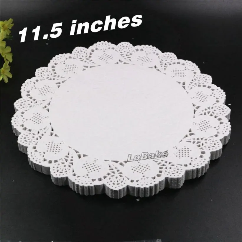 Whole- 160pcs pack New 11 5 inches round flower shape white hollow design paper lace doilies placemat for kitchen set de tab188p