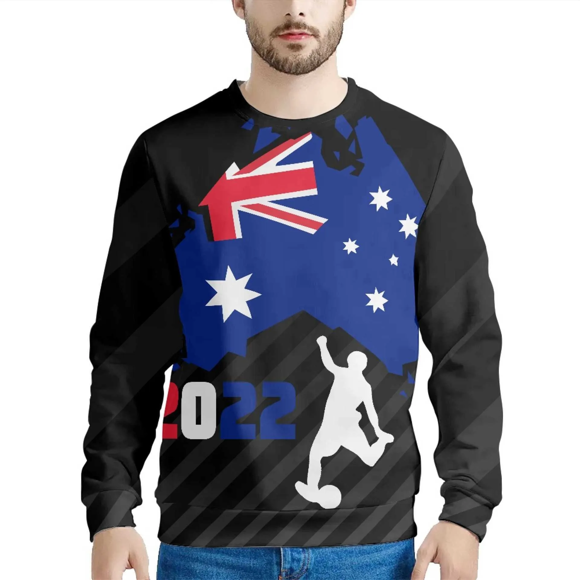 Qatar Football World Cup Team Theme Printed Men's Sweatshirt Australien Mexico Argentina