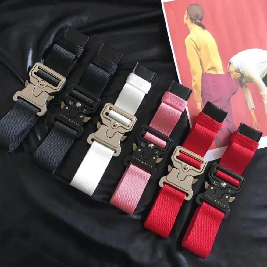 2019 Ny version Alyxbälte 130 cm Rollercoaster Metal -knapp Canvas Hip Hop Street Wear Safety Belt225L