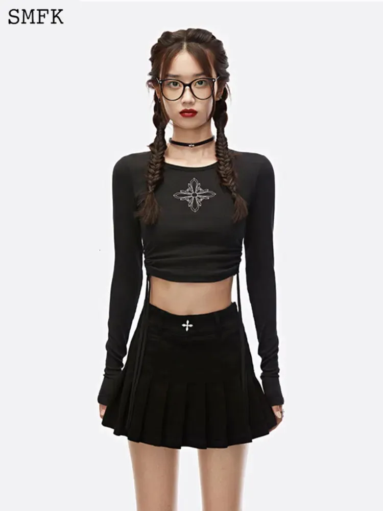 SMFK Damen T Shirt, Langärmelig, Verband Cropped Top, Sexy 