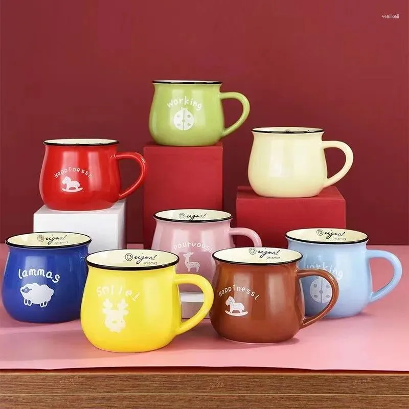 Tasses Creative Céramique Tasse Ventre Lait Petit Déjeuner Café Coloré Glaçure Tasse Peut Être Réglé