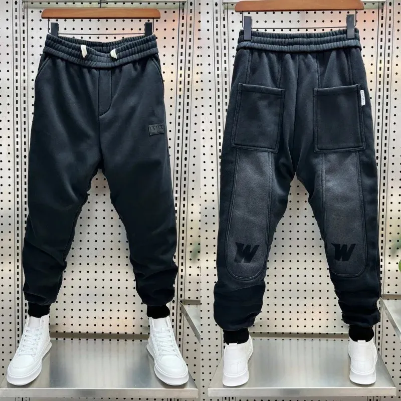 Automne hiver hommes sarouel noir Joggers pantalons de survêtement de haute qualité marque pantalon ample mode extérieur vêtements de sport décontractés 240124