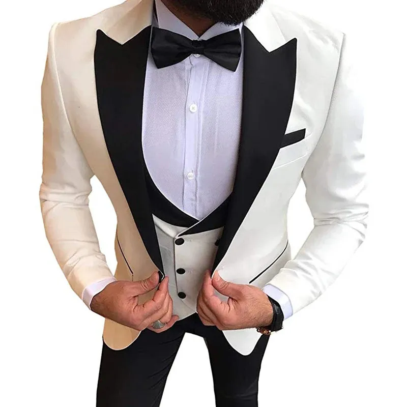 Aesido – costumes décontractés pour hommes, couleur claire, coupe cintrée, 3 pièces, revers cranté, Tuxedos de bal, garçons d'honneur pour mariage, blazer, gilet, pantalon, 240123