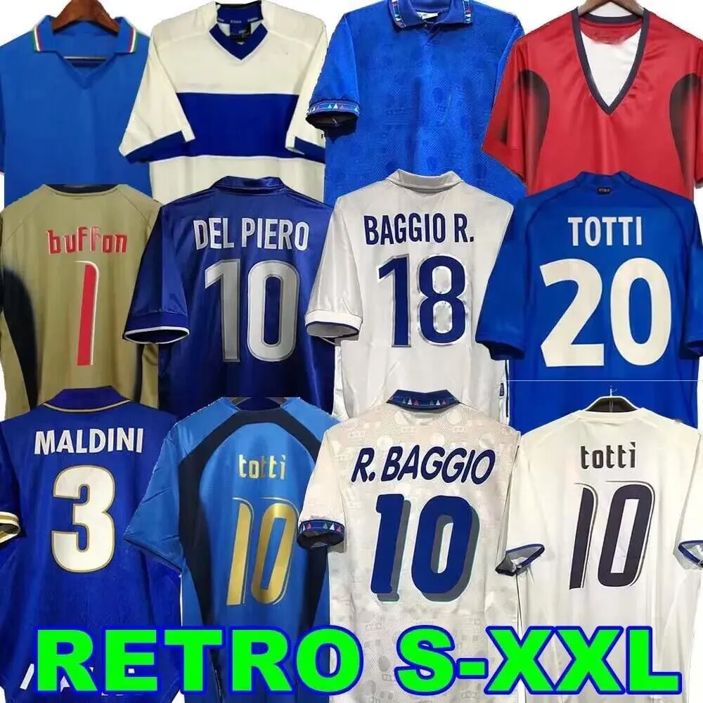1998 1982 Retro 1990 1996 1994 2000 FOOTBALL SOCCER JERSEY Maldini Baggio ROSSI Schillaci Totti Del Piero 2006 Pirlo Inzaghi buffon Cannavaro Materazzi Nesta Italys