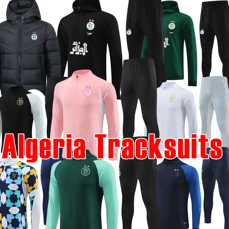 23 24 Argélia Futebol Tracksuits Algerie Hoodie MAHREZ BOUNEDJAH BOUAZZA 2023 2024 Ternos de treinamento de futebol Homens Crianças Jogging Suit Survetement Football Tracksuit