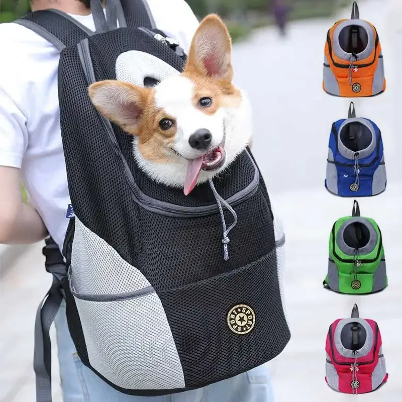 Mochila para perros, bolsa de transporte para perros transpirable, mochila transportadora para gatos, doble hombro, bolsa de viaje portátil para perros, mochila para perros al aire libre