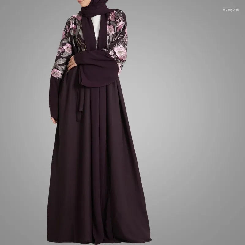 Vêtements ethniques Arrivée Musulman Moyen-Orient Ouvert Abaya Belle Broderie À La Main À Manches Longues Kimono Cardigan Dubaï Islam
