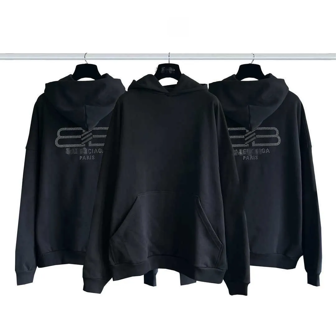 Erkek Hoodies Sweatshirts B Ev Doğru Baskı Paris Sonetnwinter Yeni Yüksek Son Çift Sıcak Elmas Mektubu Gevşek Moda Marka Hoodie