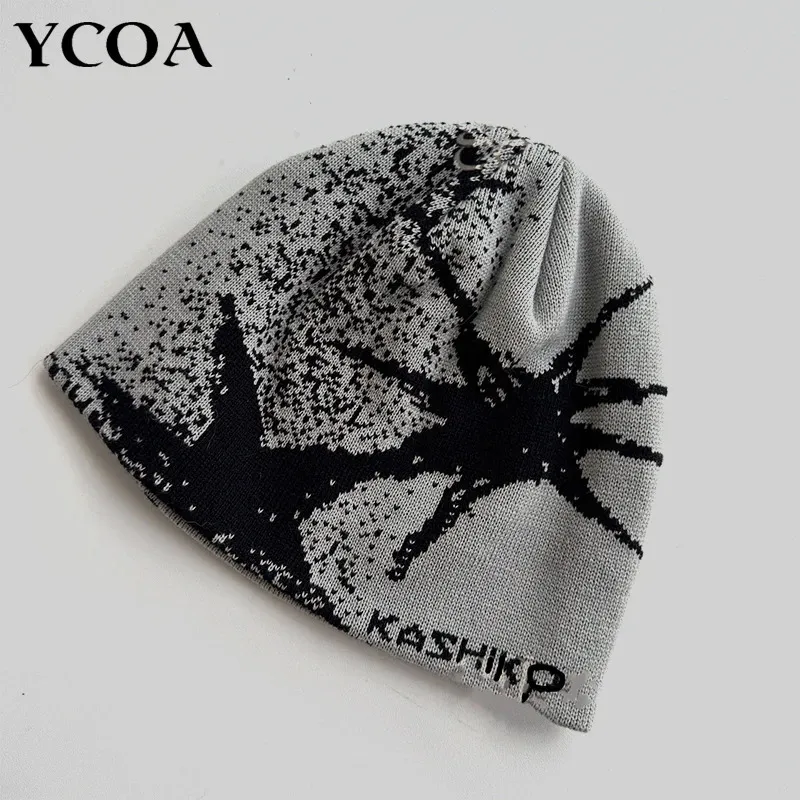 Kvinnor stickade hatt vinter beanie kpop y2k tillbehör hip hop varm gotisk grafisk streetwear vår vintage pullover koreansk unisex 240123