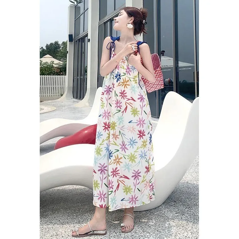 knee length dresses for ladies Abstract Oasis Backless Dreamy Beach Dress