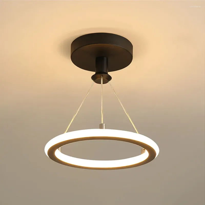 Światła sufitowe Nordic Aluminium Pierścień LED żyrandole Nowoczesne wiszące lampy do salonu Wystrój domu