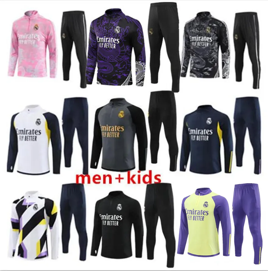 Ensembles de survêtements de football pour enfants 23 24 25 Ensemble de survêtement Real Madrid pour hommes et enfants Bellingham Kit de football Real Madrid Chandal Futbol Survetement Costume d'entraînement Football