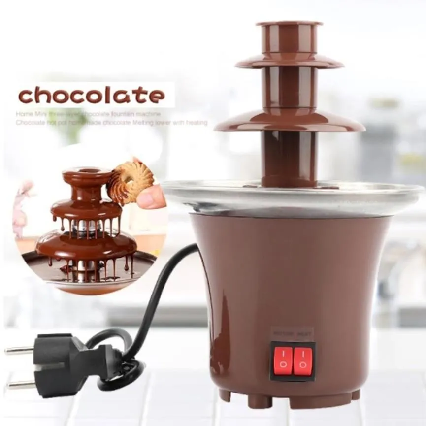 Bakken Gebak Gereedschappen DIY 3-tier Chocoladefontein Fondue Mini Choco Waterval Machine Drie Lagen Kinderen Bruiloft Verjaardag Hea2964