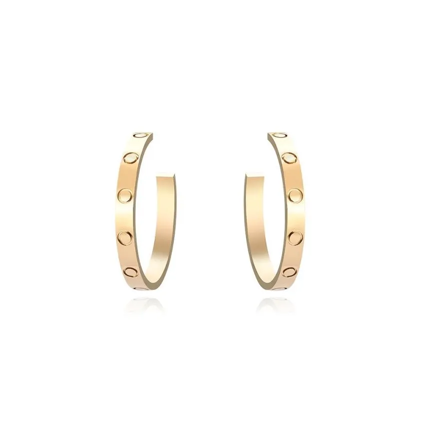 Pendientes de aro de alta edición Huggie con tornillo de amor para mujeres, damas, niñas, joyería de regalo, joyería de diseño de acero de titanio 316L Surfa3019