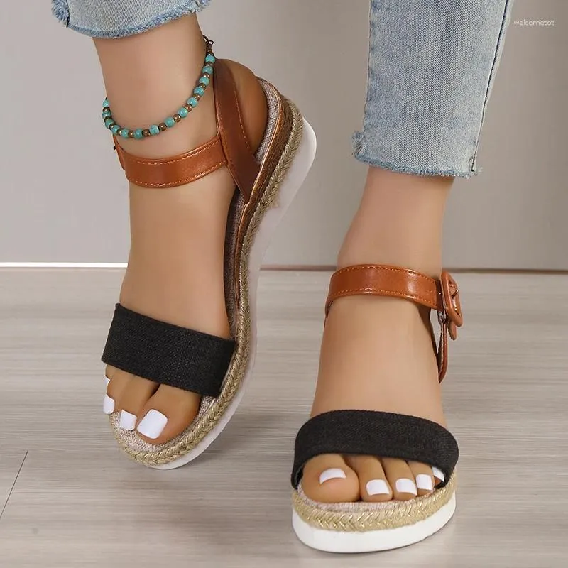 Sandals Ladies Shoes On Sale 2024 Ankle Strap Women's Summer Casual Women Platform Wedge Buckle Female Sandalias