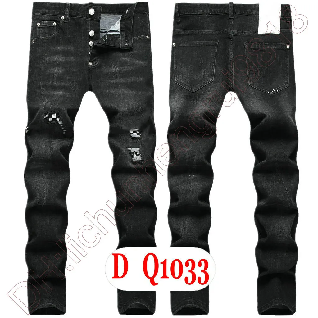 Mens Jeans D2 Luxury Italy Designer Denim Jeans Män broderibyxor DQ21035 Fashion Wear Holes Splash-Bink Byxor Motorcykel ridkläder US28-42/EU44-58