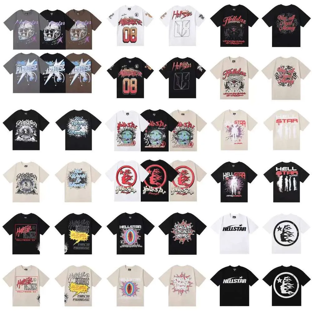 Hellstar 24ss designer heren- en dames-T-shirts hiphoptrend Hellstar-serie T-shirt losse voor- en achterkant grote print Amerikaans modemerk paar T-shirt met korte mouwen