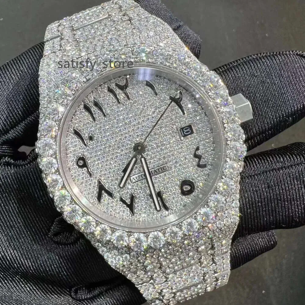 Iced Out Watch for Men Handmade Pass Diamond Tester Moissanite Diamond Mechanical Fashion Brand Watch