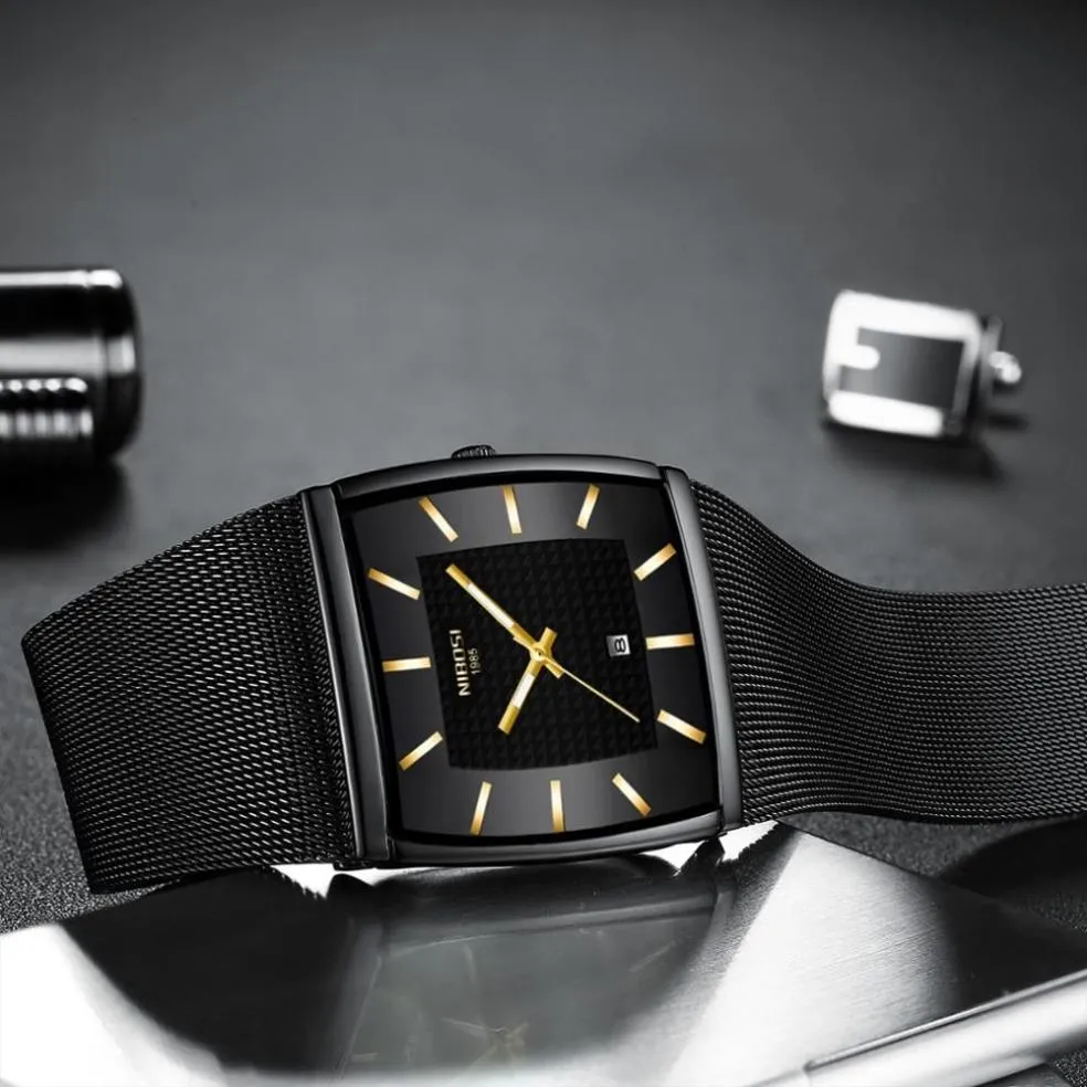 NIBOSI мужские часы лучший бренд класса люкс синие квадратные кварцевые часы мужские водонепроницаемые золотые мужские наручные часы мужские Relogio Masculino2192