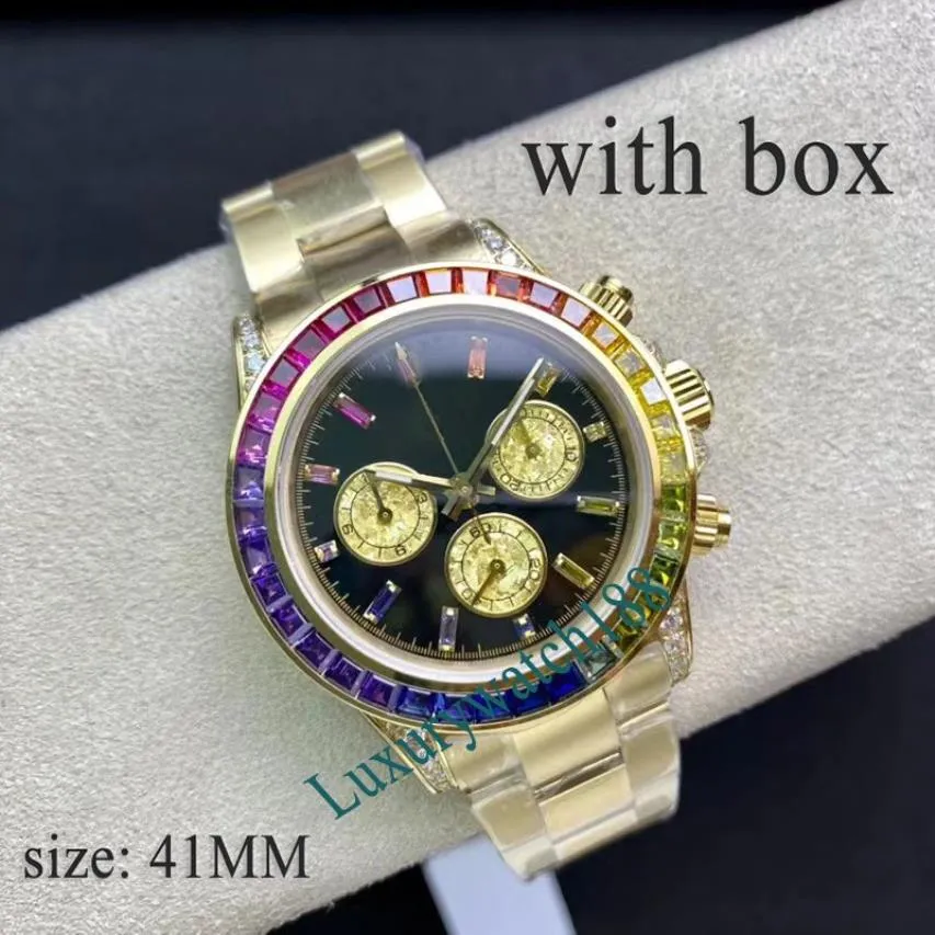 мужские часы дизайнерские часы часы с муассанитом наручные часы Business Rainbow Circle размер 41 мм резиновый ремешок из нержавеющей стали сапфир 177v