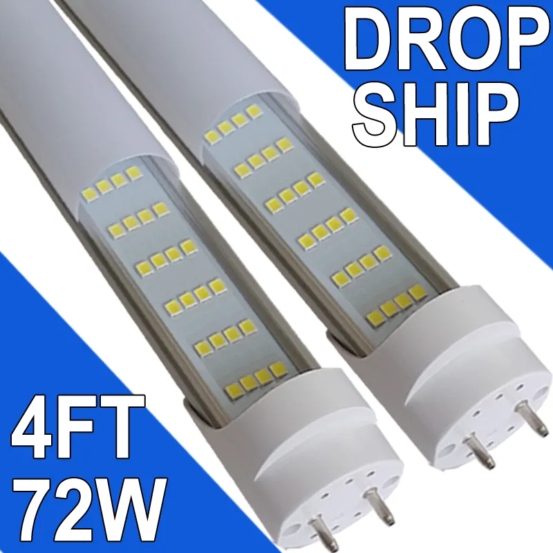 LED T8 Light Tube 4ft, Dual-end Powered Ballast Bypass, 7200LUENENS 72W (150W fluorescerande ekvivalent), Milky Cover AC85-265V Belysningsrör.