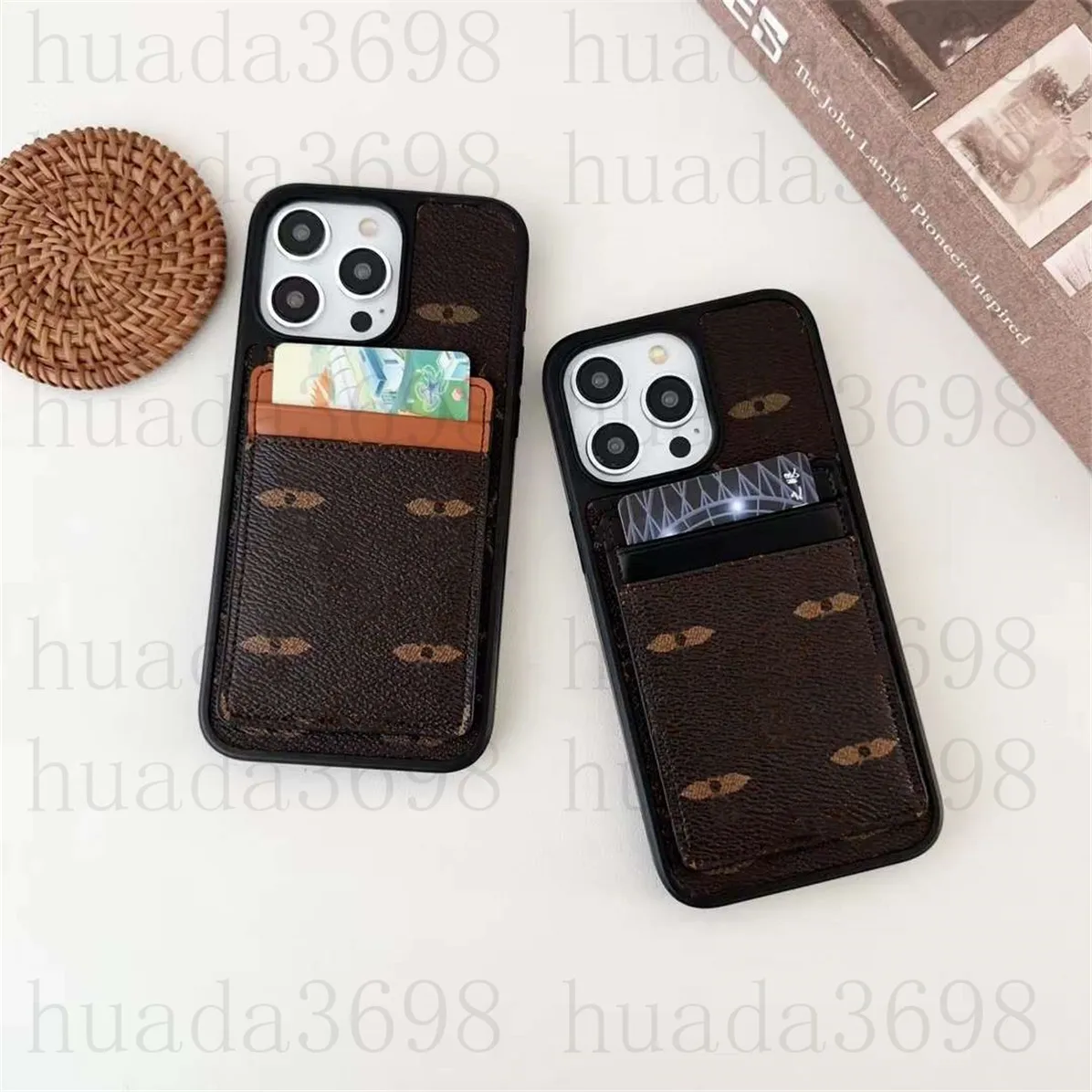 Mode Klassieke Designer Telefoonhoesjes voor iPhone 15 15pro 14 14pro 14plus 13 12 11 pro max Xs XR Xsmax Lederen kaartzakhouder Luxe mobiele telefoonhoes