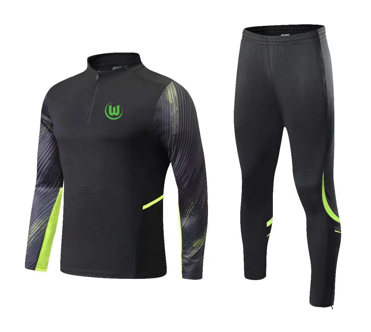 VFL Wolfsburg Erkek ve Çocuk Boş Zaman Sporları Suits Dış Mekan Uzun Kollu Yarı Zipper Eğitim Giysileri Spor Sıradan Palto Boyutu 4XS-2XL