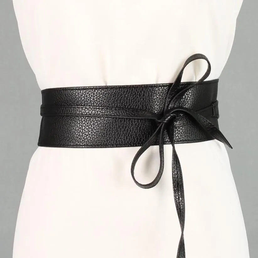 Ceintures femmes Pu cuir noeud ceinture à lacets pour bretelles large ceinture femme robe pull taille ceinture vêtements accessoires 271f