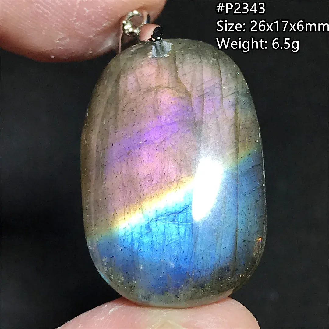 Crystal Natural Purple Light Labradorite Pendant smycken för kvinnor män läker lycka gåva pärlor silver kristallmånsten ädelsten aaaaa