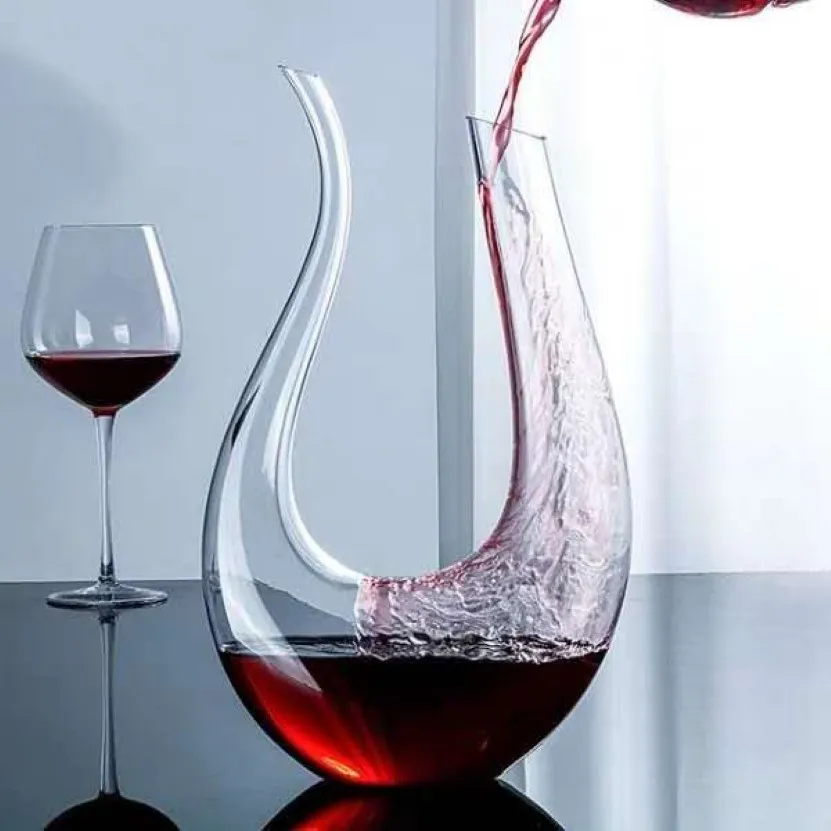Domowe wina Dekanter kryształ kieliszek wino oddech karafe 100% ręcznie wysadzony w winebreather karafe akcesoria wina z szeroką bazą317L