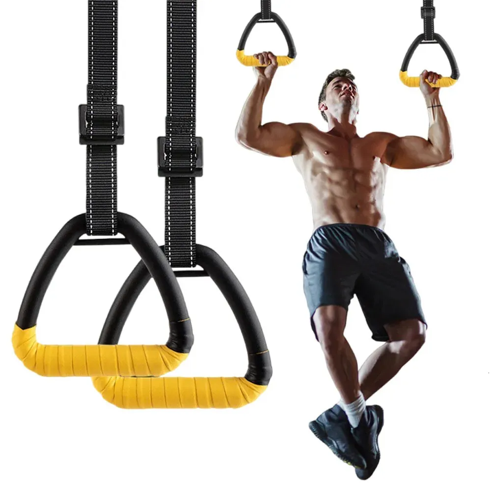 Anillos de gimnasia con mango levantado con correas ajustables para niños, entrenamientos en casa para adultos, equipo de entrenamiento de fuerza para ejercicios 240127