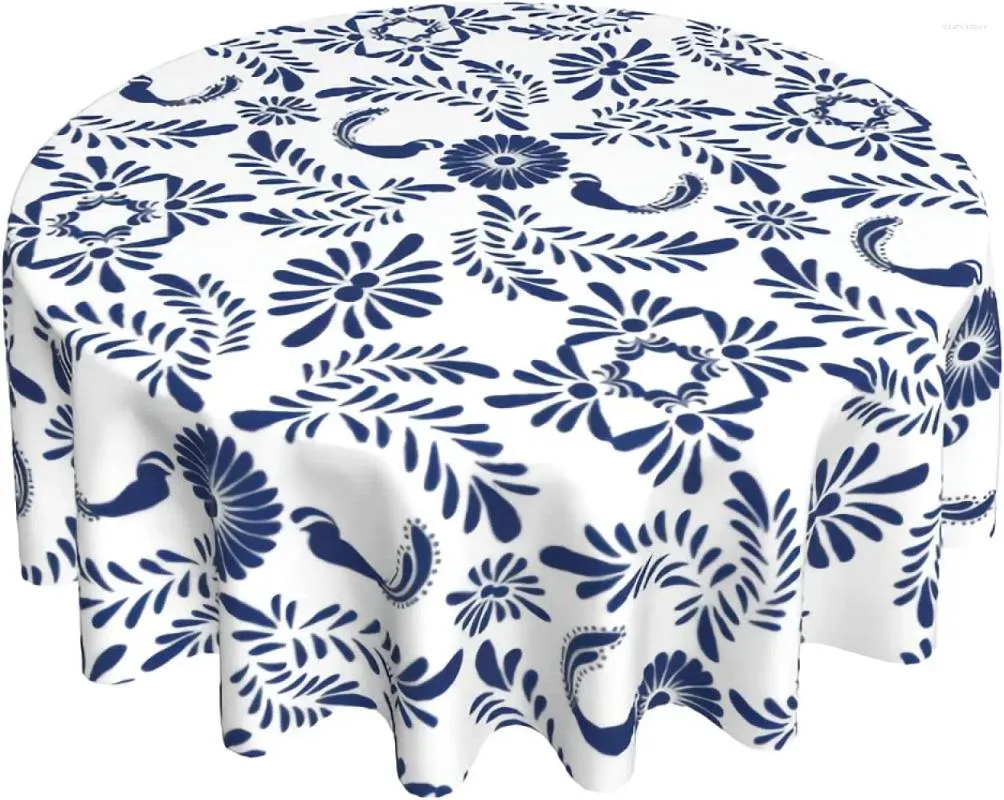 Nappe ronde de 60 pouces, tissu Talavera mexicain, couverture imperméable pour fête de mariage, dîner, Banquet de vacances