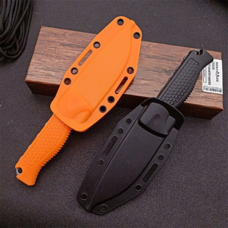 BM 15006 STEEP COUNTRY HUNTER fixed blade hunting knife CPM-S30V hardness Stonewashed blade Orange/black Santoprene Handle outdoor tactical survival tools