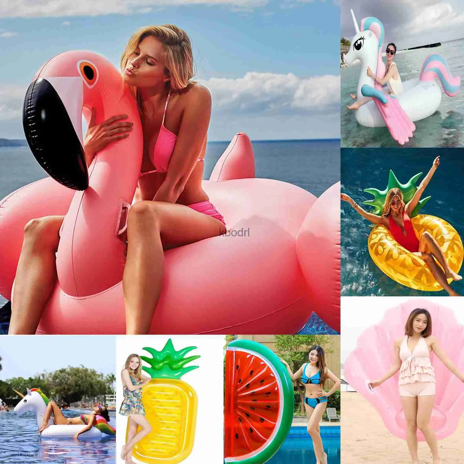 Andere zwembaden SpasHG Opblaasbare Giant Flamingo Swan Unicorn Float voor volwassenen Tube Circle Pool Party Toys Ride-On Air Matras Zwemmen Ring boia YQ240129