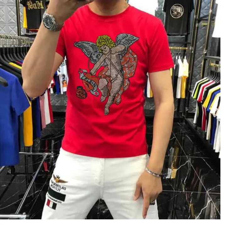 S-6XL Anime T-shirt männer baumwolle Grafik Strass Hohe Qualität Sommer Mode Heißer bohrer T-Shirts streetwear männer Kleidung