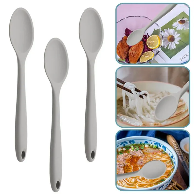 Spoons 3 Pcs High Temperature Resistance Silicone Spoon Soup Korean Silica Gel Cooking