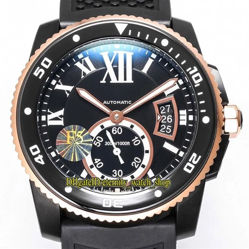 TW F5バージョンキャリバーDE W2CA0004 CAL 1904-PS MC AUTOMATAC BLACK BIG DATE DIAL LUMINOUS MENS WATH CERAMIC BEZEL RUBBERSPORT253A