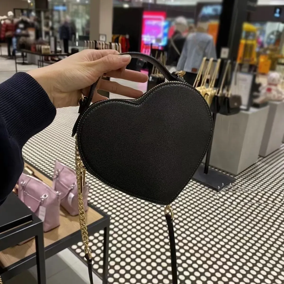 Bolso de hombro cuadrado pequeño para mujer, sencillo, corazón rosa, a la moda, bolso de mano para mujer, bolso de mano con cadena para niñas, bolsos de mensajero con asa superior