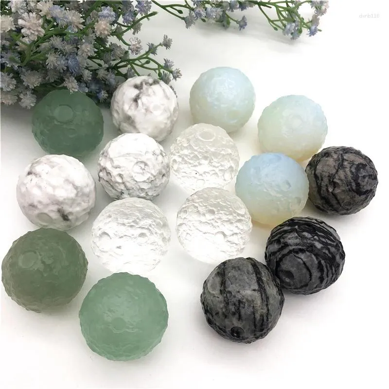 Decorative Figurines Drop 1PC Natural Clear Crystal Opal Pink Amethyst Fluorite Ball Moon Spheres Quartz Rough Stones